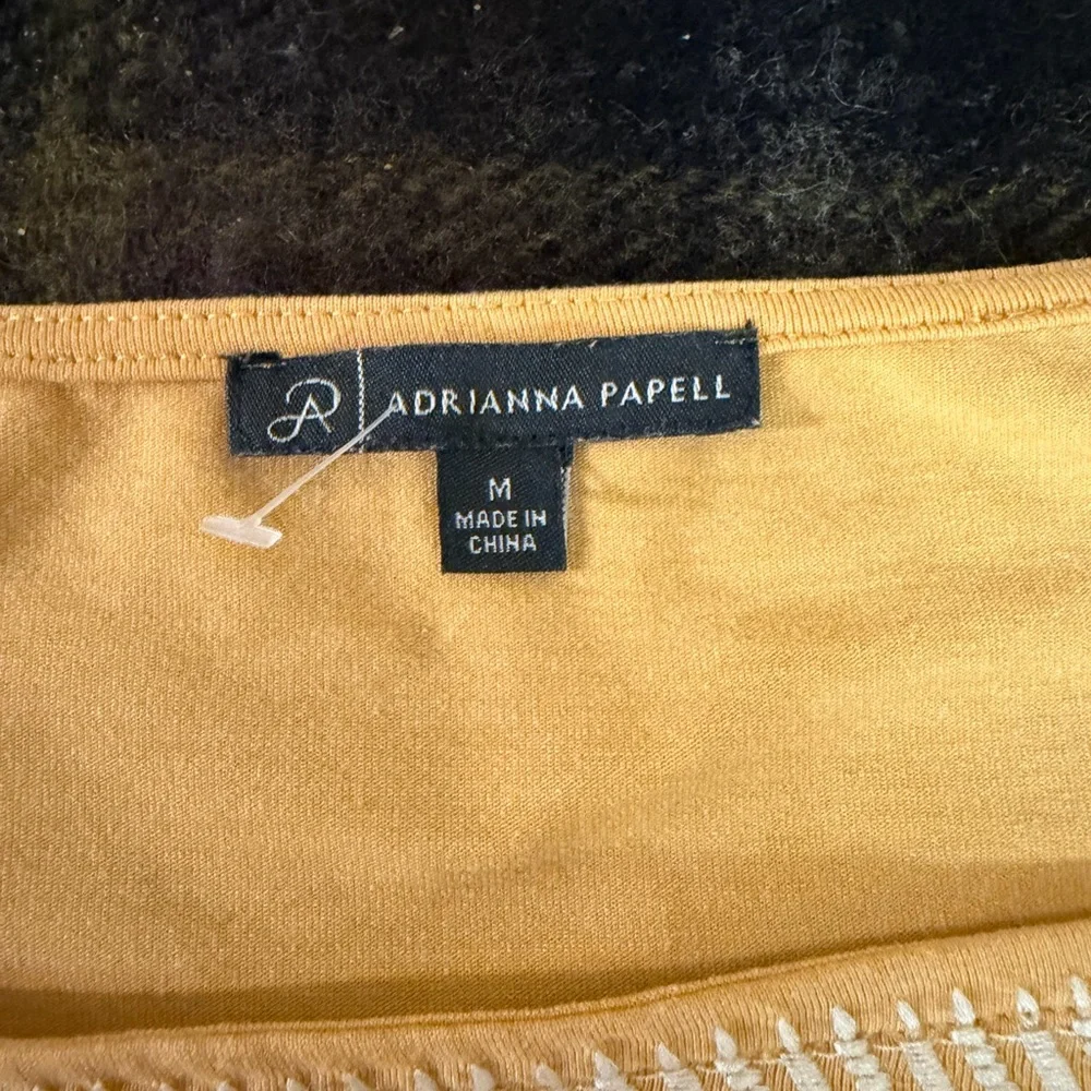4/$20 Adrianna Papell Mustard Blouse with Embroidery - Picture 4 of 5